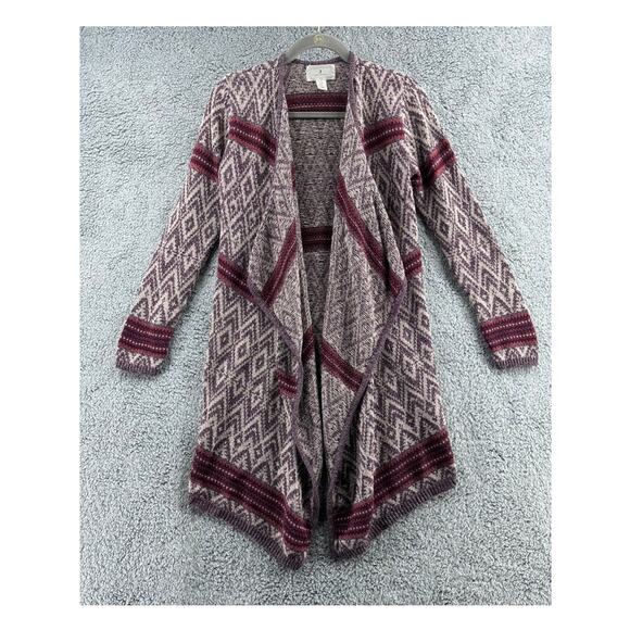 Ruby Moon Women's Medium Long Knit Cardigan Open Front Southwestern Pattern - Picture 1 of 12